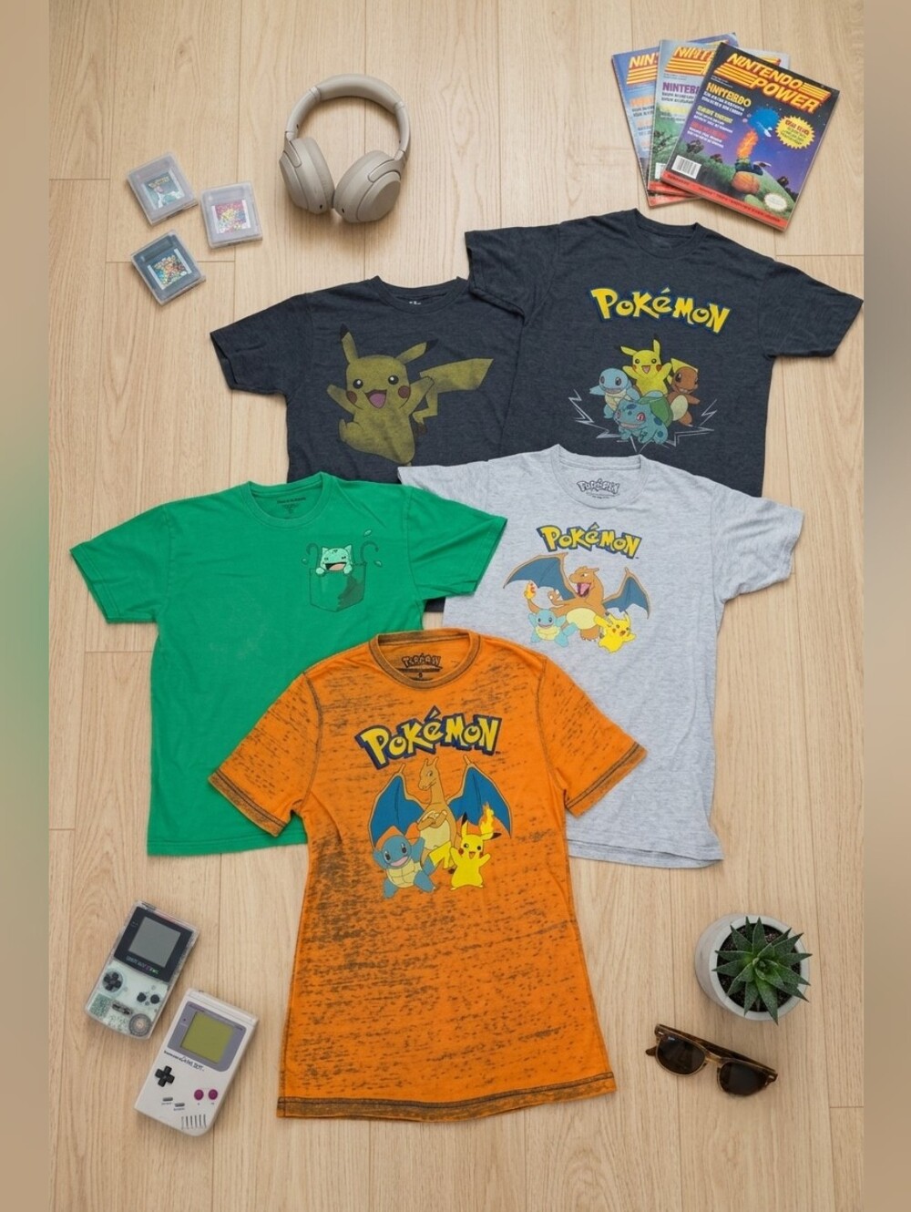 Y2K Pokémon Tee Lot of 5 | Unisex Medium Pikachu Charizard Squirtle Shirt Bundle